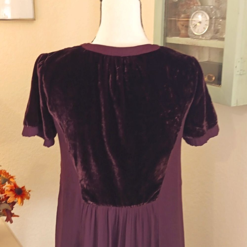 Maeve Burgundy Ingrid Tunic Style Velvet Dress. Bohemian. Artsy. Velvet. - Picture 8 of 12